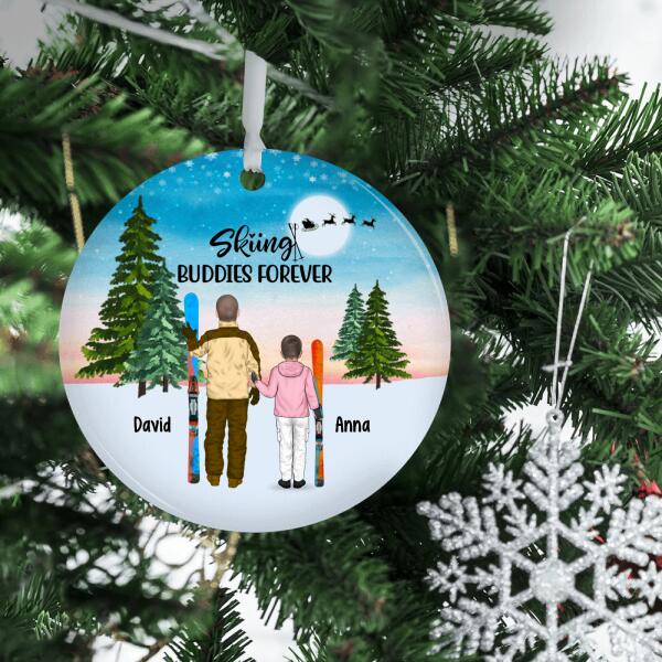 Personalized Ornament, Skiing Man and Kid, Gifts for Ski Lovers