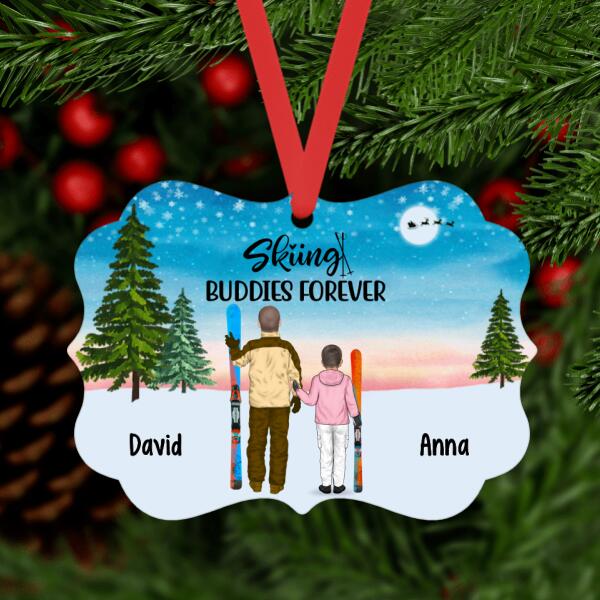 Personalized Ornament, Skiing Man and Kid, Gifts for Ski Lovers