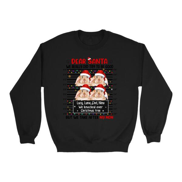 Personalized Shirt, Up To 4 Bunnies, Dear Santa We Really Did Try To Be Good, Christmas Gift For Bunny Lovers