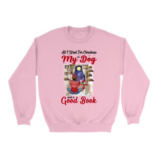 Personalized Shirt, All I Want For Christmas Is My Dogs And a Good Book, Christmas Gift For Book And Dog Lovers