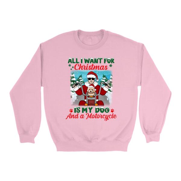 Personalized Shirt, All I Want For Christmas Is My Dog And A Motorcycle, Christmas Gift For Motorcycle And Dog Lovers