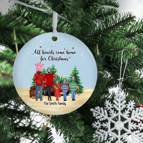 Personalized Ornament, Up To 4 Kids, All Hearts Come Home For Christmas, Christmas Parents And Kids, Christmas Family Gift