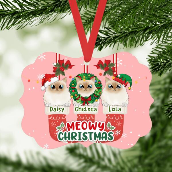 Personalized Metal Ornament, Meowy Christmas, Christmas Gift For Cat Lovers