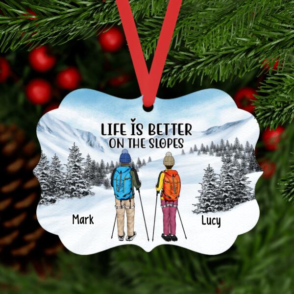 Personalized Ornament, Snowshoeing Couple and Friends, Gift for Snowshoeing Lovers