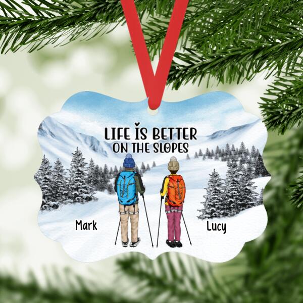 Personalized Ornament, Snowshoeing Couple and Friends, Gift for Snowshoeing Lovers