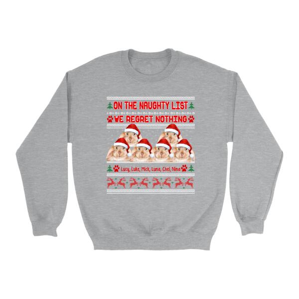 Personalized Shirt, Up To 6 Bunnies, On The Naughty List And We Regret Nothing, Christmas Gift For Bunny Lovers