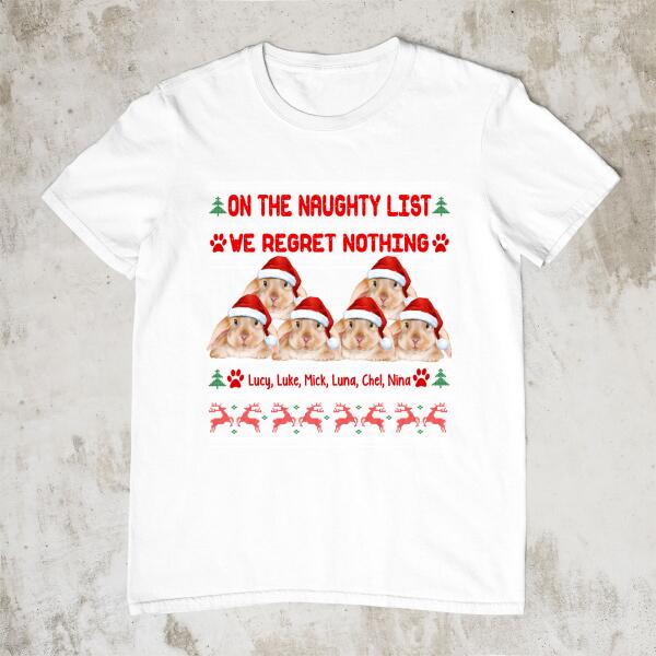 Personalized Shirt, Up To 6 Bunnies, On The Naughty List And We Regret Nothing, Christmas Gift For Bunny Lovers