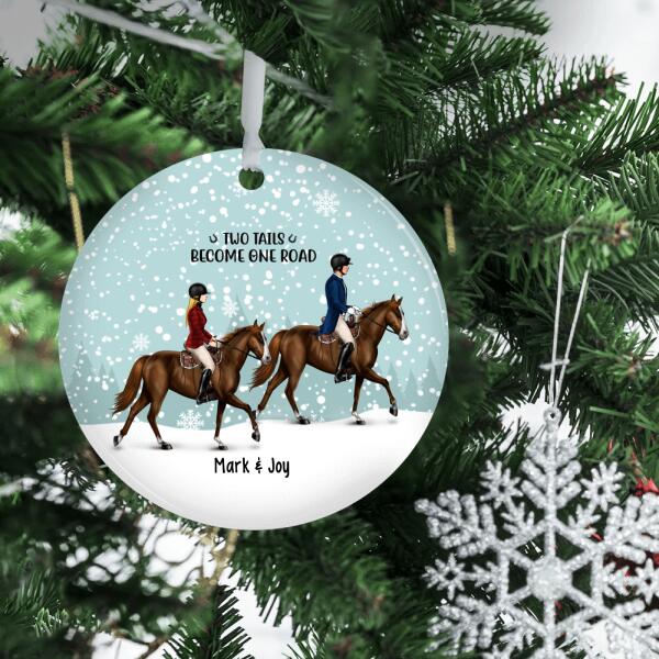 Personalized Metal Ornament, Couple Riding Horse, Christmas Gift For Couples, Horse Lovers