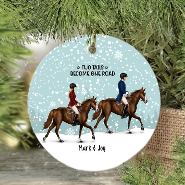 Personalized Metal Ornament, Couple Riding Horse, Christmas Gift For Couples, Horse Lovers