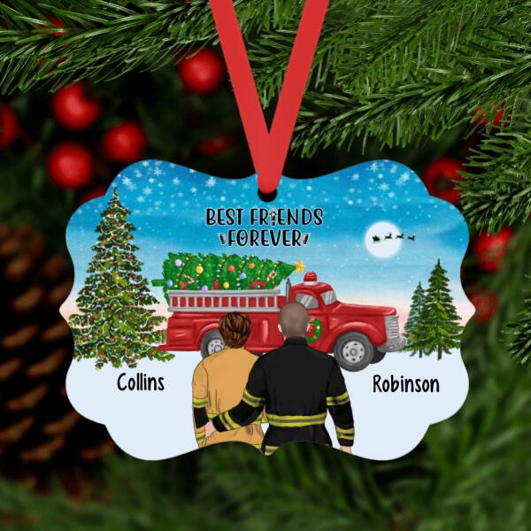 Personalized Metal Ornament, My Heart Belongs To A Firefighter, Christmas Gift For Firefighters, Couple