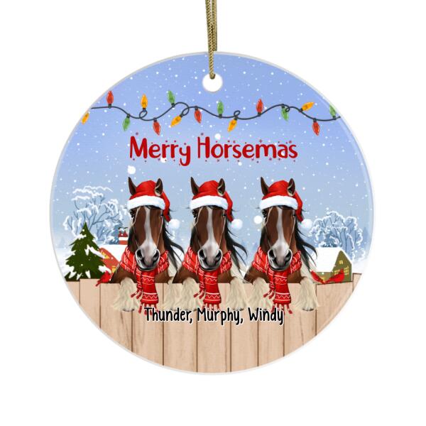 Personalized Metal Ornament, Up To 3 Horses, Merry Horsemas, Christmas Gift For Horse Lovers