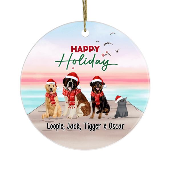 Personalized Metal Ornament - Happy Holidays Custom Christmas Gift For Dogs Lover Cats Lover