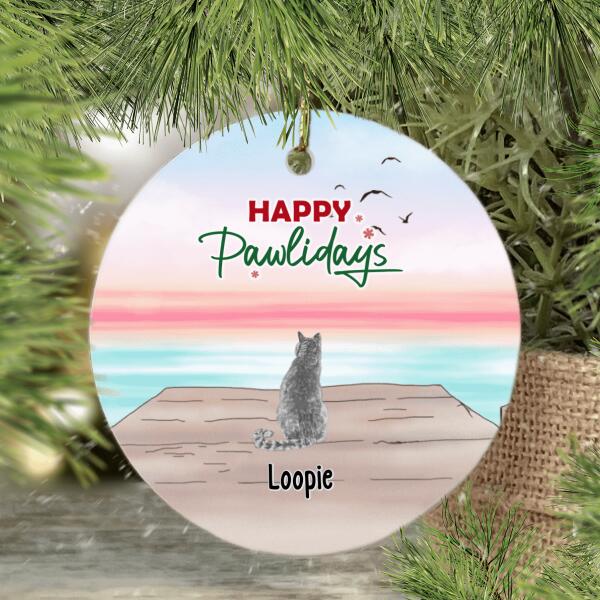 Personalized Metal Ornament - Happy Pawlidays Custom Christmas Gift For Cats Lover Dogs Lover