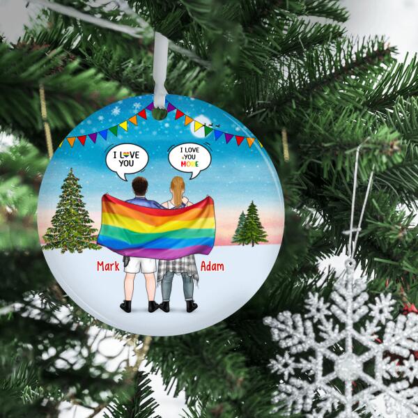 Personalized Metal Ornament, Conversation Couple Gift, Christmas Gift For LGBT Couples