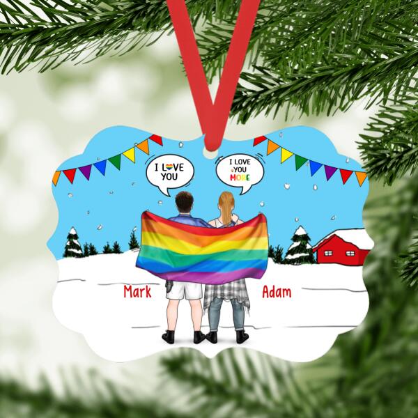 Personalized Metal Ornament, Conversation Couple Gift, Christmas Gift For LGBT Couples