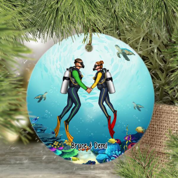 Personalized Ornament, Scuba Diving Couple and Friends, Gift for Scuba Diving Lovers