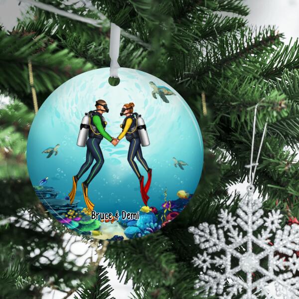 Personalized Ornament, Scuba Diving Couple and Friends, Gift for Scuba Diving Lovers