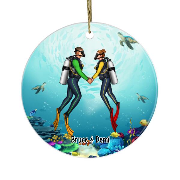 Personalized Ornament, Scuba Diving Couple and Friends, Gift for Scuba Diving Lovers