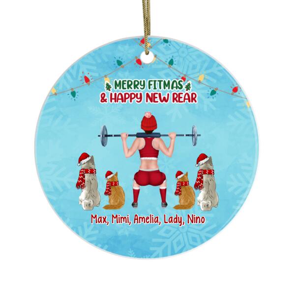 Personalized Ornament, Merry Fitmas And Happy New Rear, Christmas Gift For Fitness Lovers, Dog Lovers, Cat Lovers