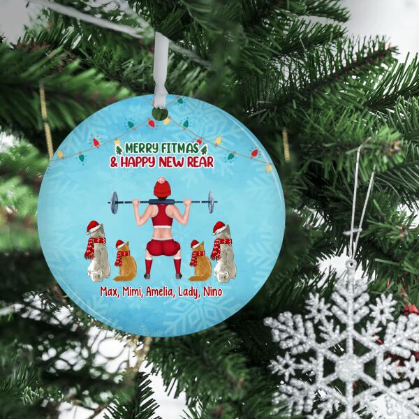 Personalized Ornament, Merry Fitmas And Happy New Rear, Christmas Gift For Fitness Lovers, Dog Lovers, Cat Lovers