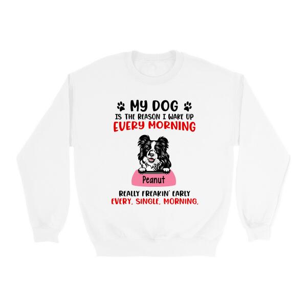 Personalized Shirt, Up To 5 Dogs, My Dog Is The Reason I Wake Up, Gift For Dog Lovers