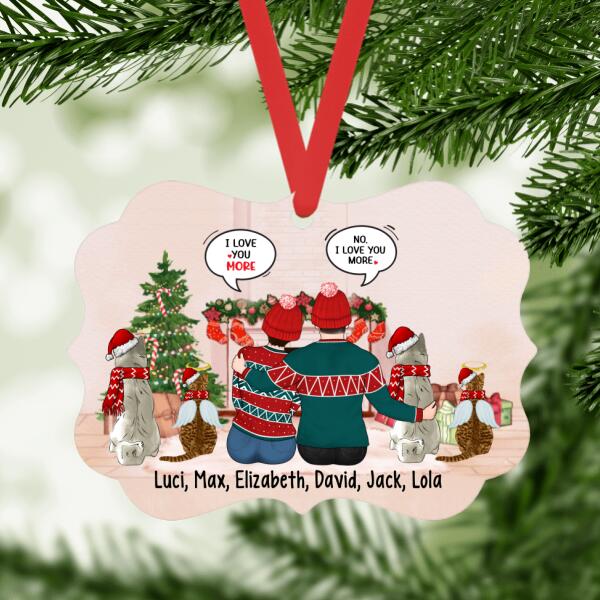 Personalized Ornament, Couple Conversation With Pets, Christmas Gift For Couple And Dog Lovers, Cat Lovers