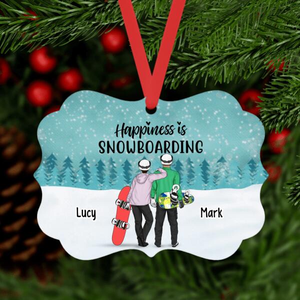 Personalized Ornament, Snowboarding Couple and Friends, Gift for Snowboarding Lovers