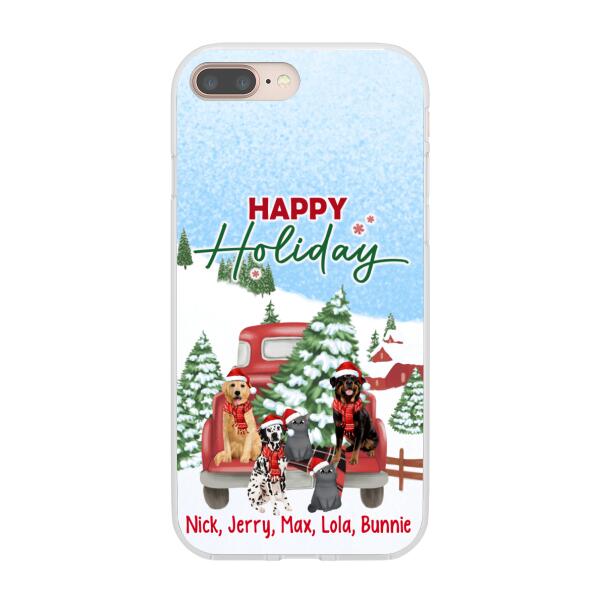 Personalized Phone Case - Christmas Truck Pets Custom Gift For Dogs Lover Cats Lover