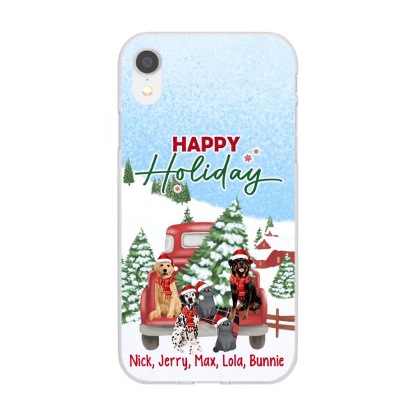 Personalized Phone Case - Christmas Truck Pets Custom Gift For Dogs Lover Cats Lover