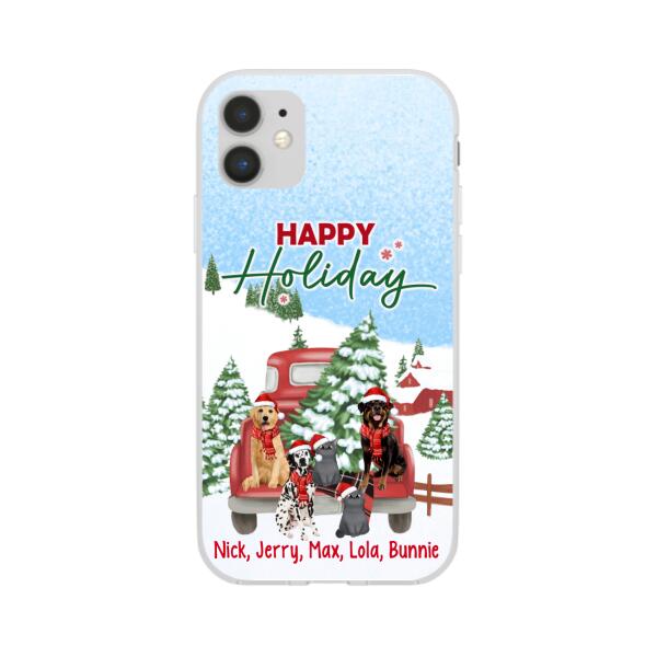 Personalized Phone Case - Christmas Truck Pets Custom Gift For Dogs Lover Cats Lover