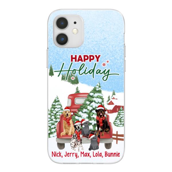 Personalized Phone Case - Christmas Truck Pets Custom Gift For Dogs Lover Cats Lover