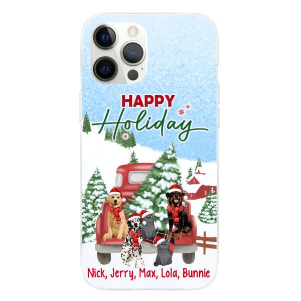 Personalized Phone Case - Christmas Truck Pets Custom Gift For Dogs Lover Cats Lover