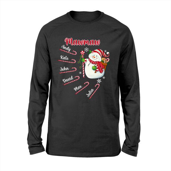 Grandma's Candy Cane - Christmas Personalized Gifts Custom Shirt for Grandkids for Grandma