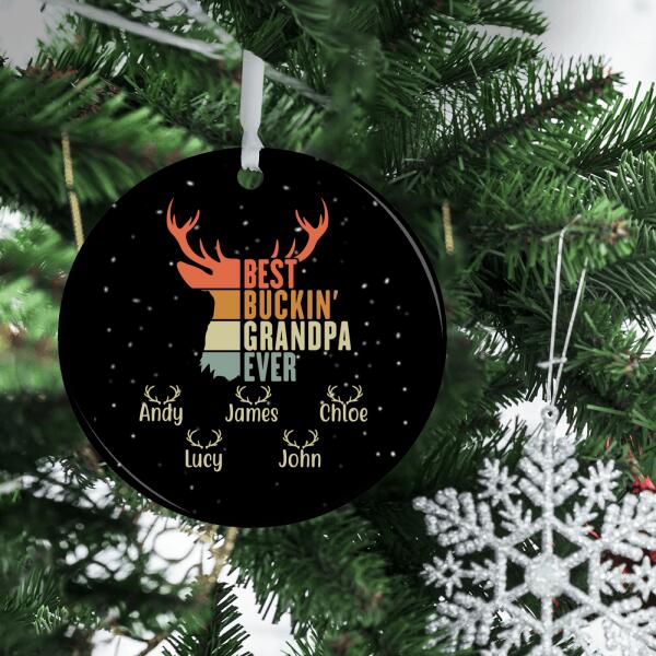 Best Buckin' Dad Grandpa Ever - Personalized Gifts Custom Hunter's Ornament for Grandpa or Dad, Hunters