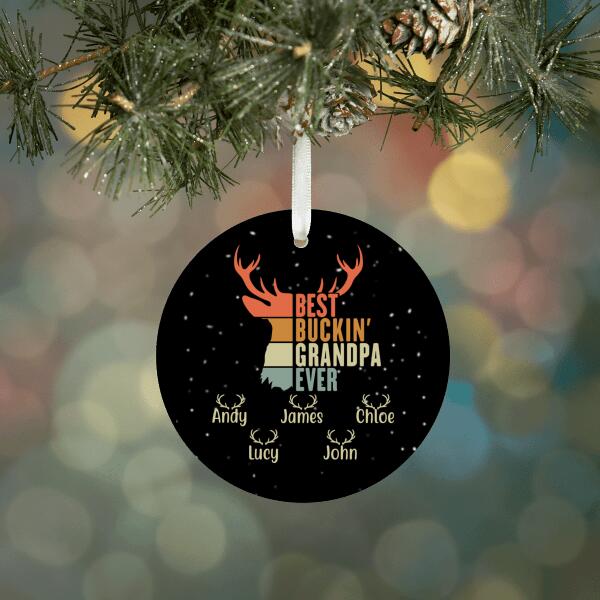 Best Buckin' Dad Grandpa Ever - Personalized Gifts Custom Hunter's Ornament for Grandpa or Dad, Hunters