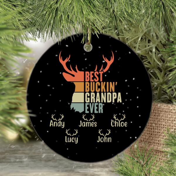 Best Buckin' Dad Grandpa Ever - Personalized Gifts Custom Hunter's Ornament for Grandpa or Dad, Hunters