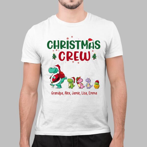 Personalized Shirt, Up To 4 Kids, Christmas Crew, Christmas Dinosaur Family, Christmas Gift For Dinosaur Lovers, Family And Friends