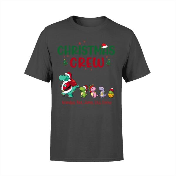 Personalized Shirt, Up To 4 Kids, Christmas Crew, Christmas Dinosaur Family, Christmas Gift For Dinosaur Lovers, Family And Friends