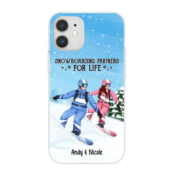 Personalized Phone Case, Snowboarding Partners And Solo, Gift For Couple, Friends And Snowboarders