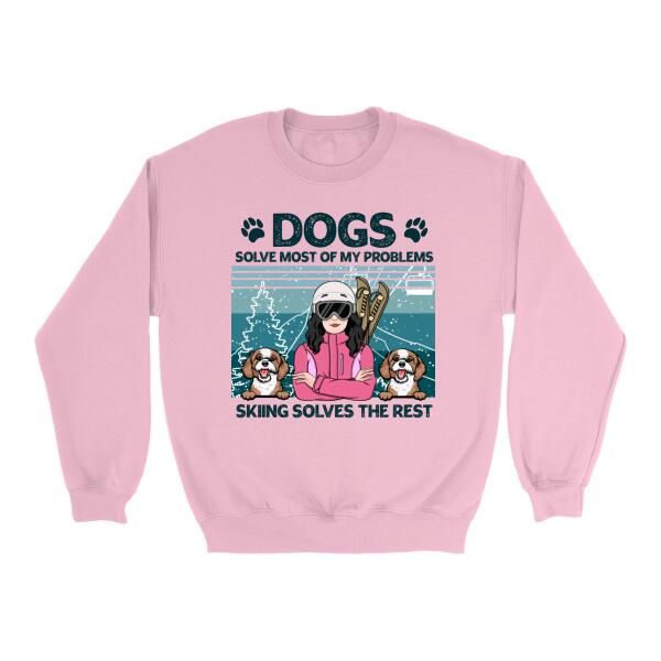 Personalized Shirt, Dogs Solve Most Of My Problems, Skiing Solves The Rest, Gift For Skiing Lover, Dog Lover