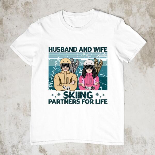 Skiing Partners for Life - Personalized Gifts Custom Skiing Shirt for Couples, Skiing Lovers