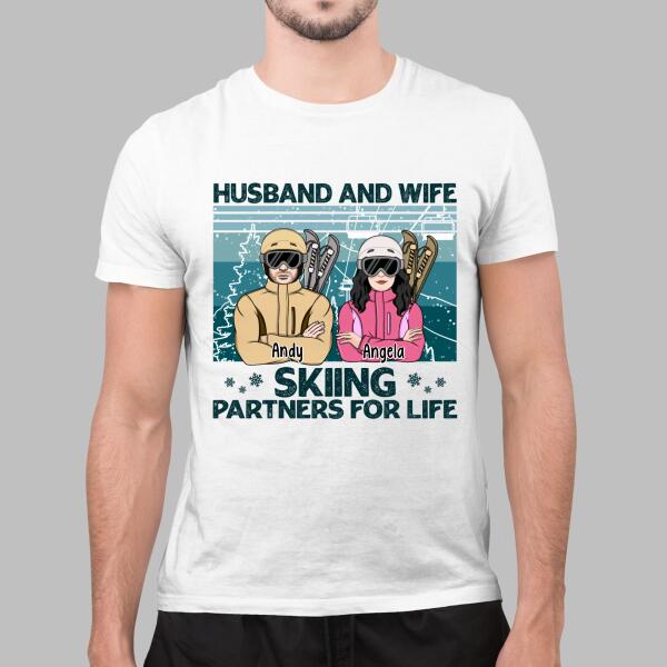 Skiing Partners for Life - Personalized Gifts Custom Skiing Shirt for Couples, Skiing Lovers