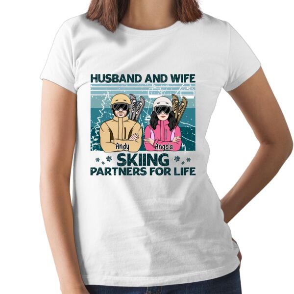 Skiing Partners for Life - Personalized Gifts Custom Skiing Shirt for Couples, Skiing Lovers