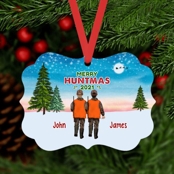 Personalized Ornament, Up To Four Men - Hunting Partners Christmas, Gift for Family and Friends