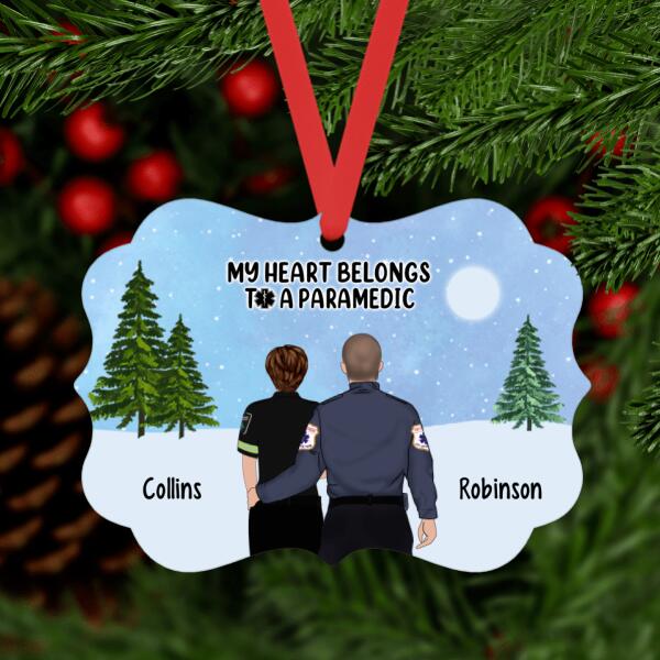 My Heart Belongs to a Paramedic - Christmas Personalized Gifts Custom EMS Ornament for Couples, EMS Gifts