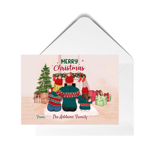 Personalized Postcard, Merry Christmas Parents, One Kid and Pets Custom Holiday Gifts