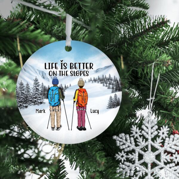 Personalized Ornament, Snowshoeing Couple and Friends, Gift for Snowshoeing Lovers