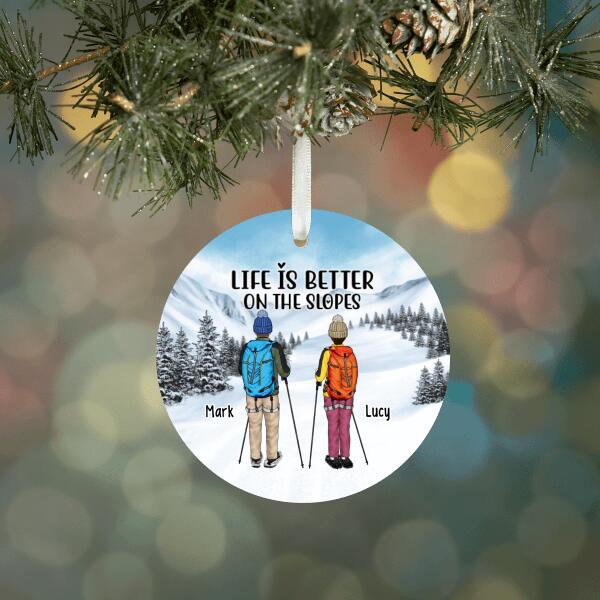 Personalized Ornament, Snowshoeing Couple and Friends, Gift for Snowshoeing Lovers