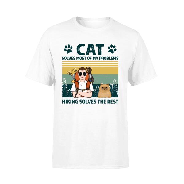 Personalized Shirt, Cats Solve Most Of My Problems Hiking Solves The Rest, Gifts For Cat Lovers