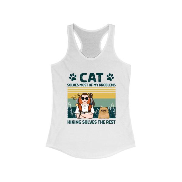 Personalized Shirt, Cats Solve Most Of My Problems Hiking Solves The Rest, Gifts For Cat Lovers